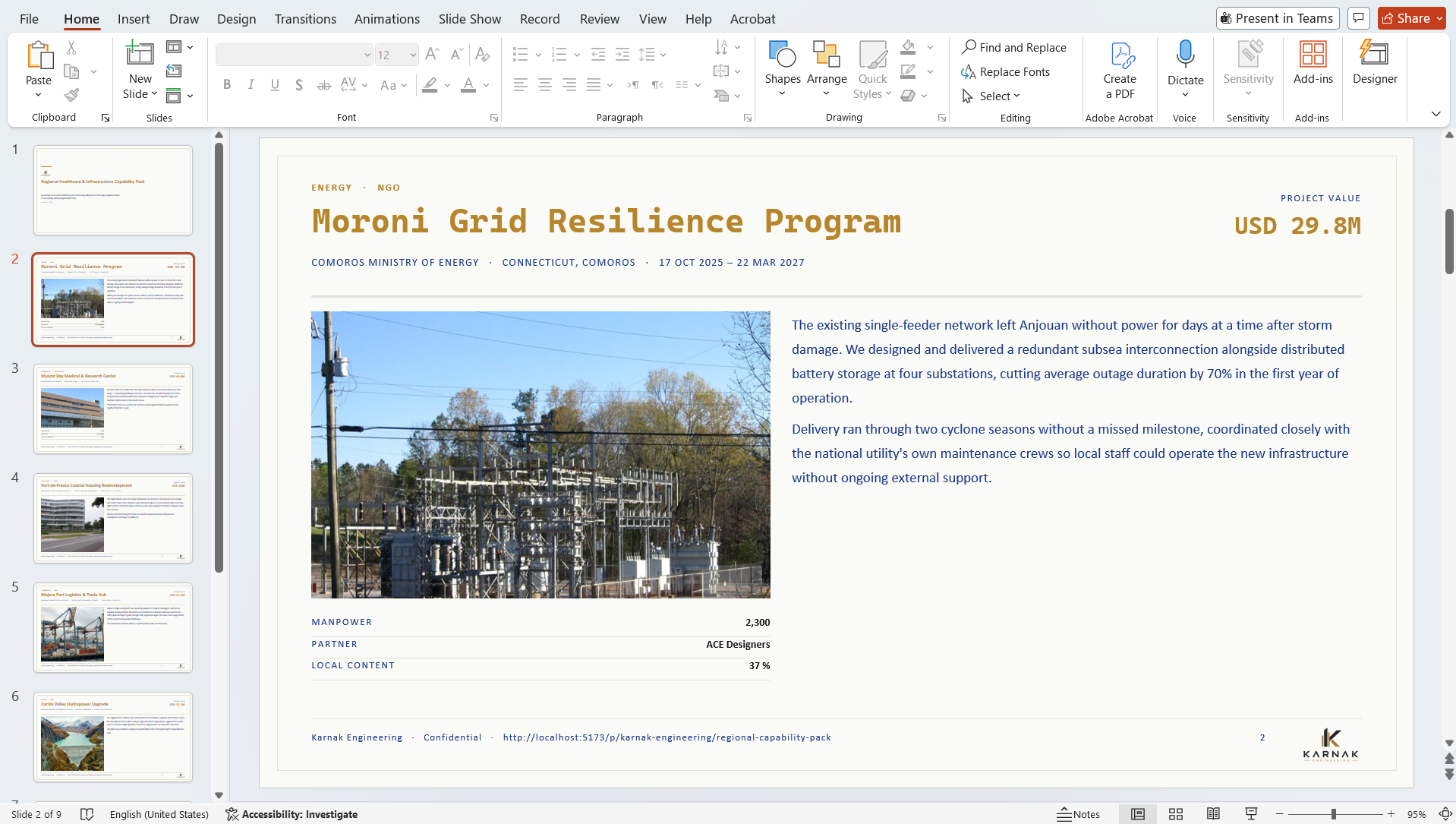 The exported PowerPoint deck open for editing